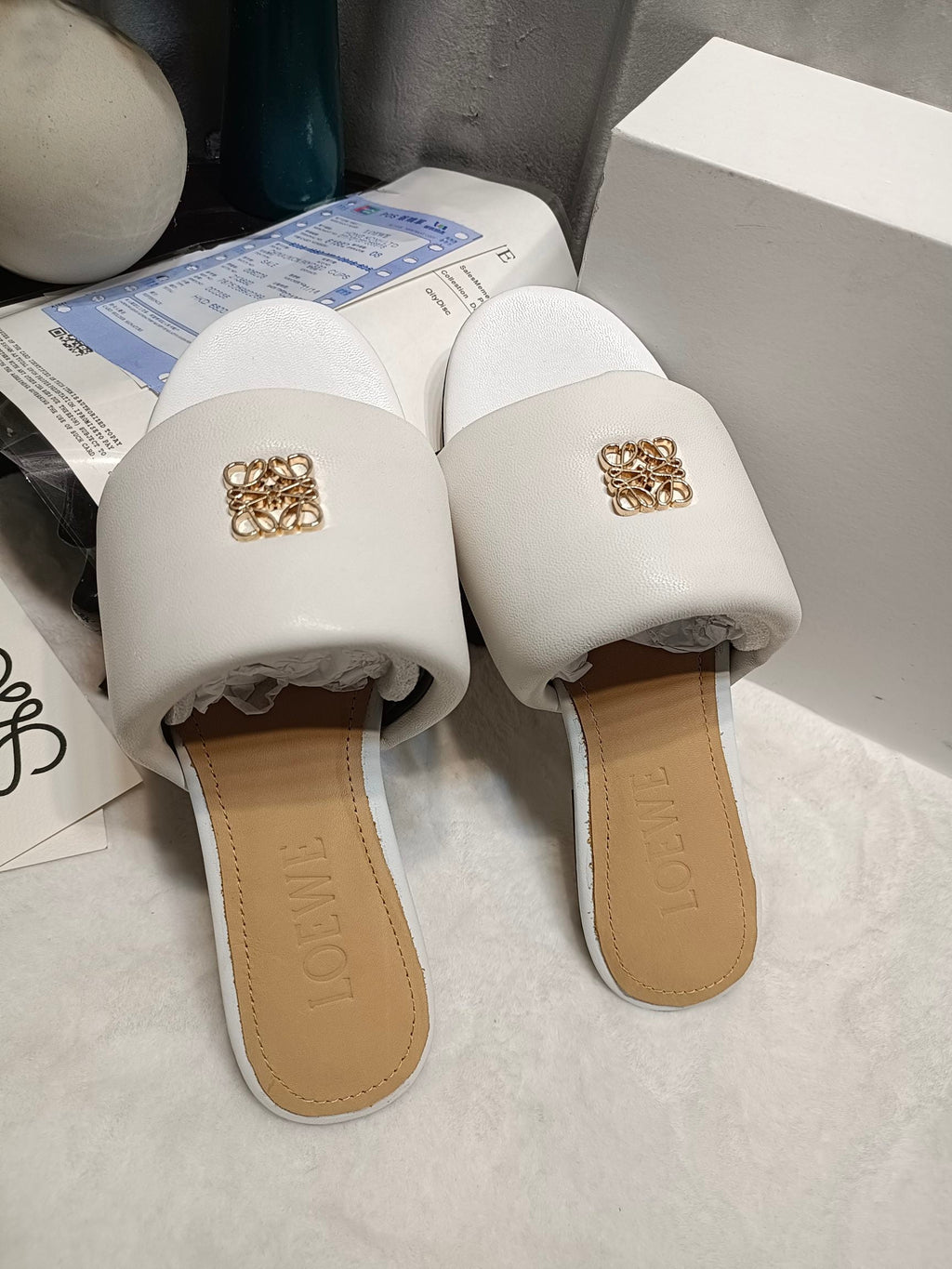 Loewe Anagram Padded Slide Multicolor Flat Sheepskin