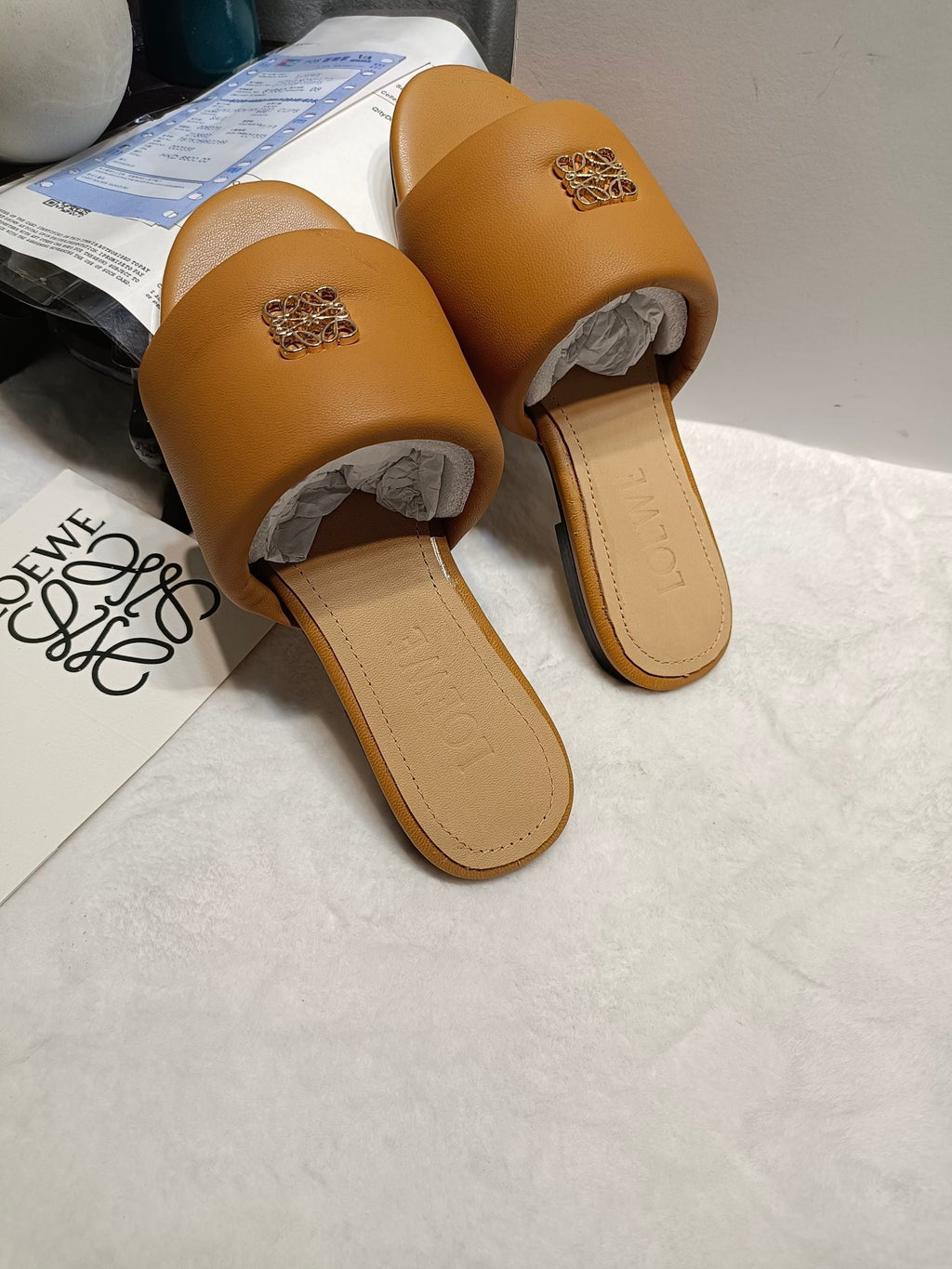Loewe Anagram Padded Slide Multicolor Flat Sheepskin