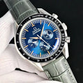 Omega Speedmaster Professional Moonwatch 42cm Blue Dial Khaki Leather Strap