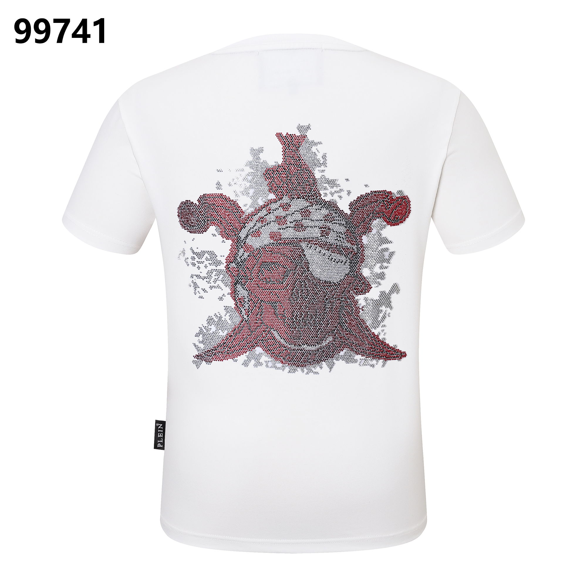 PHILIPP PLEIN Round-Neck T-Shirt with Red Skull Design