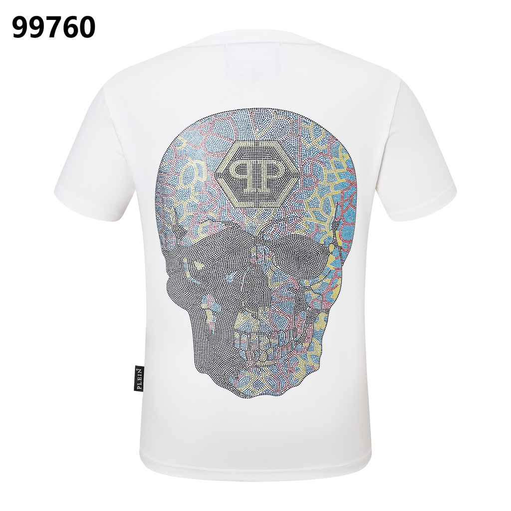 PHILIPP PLEIN Colorful Skull Rhinestone-Embellished Crew-Neck T-Shirt