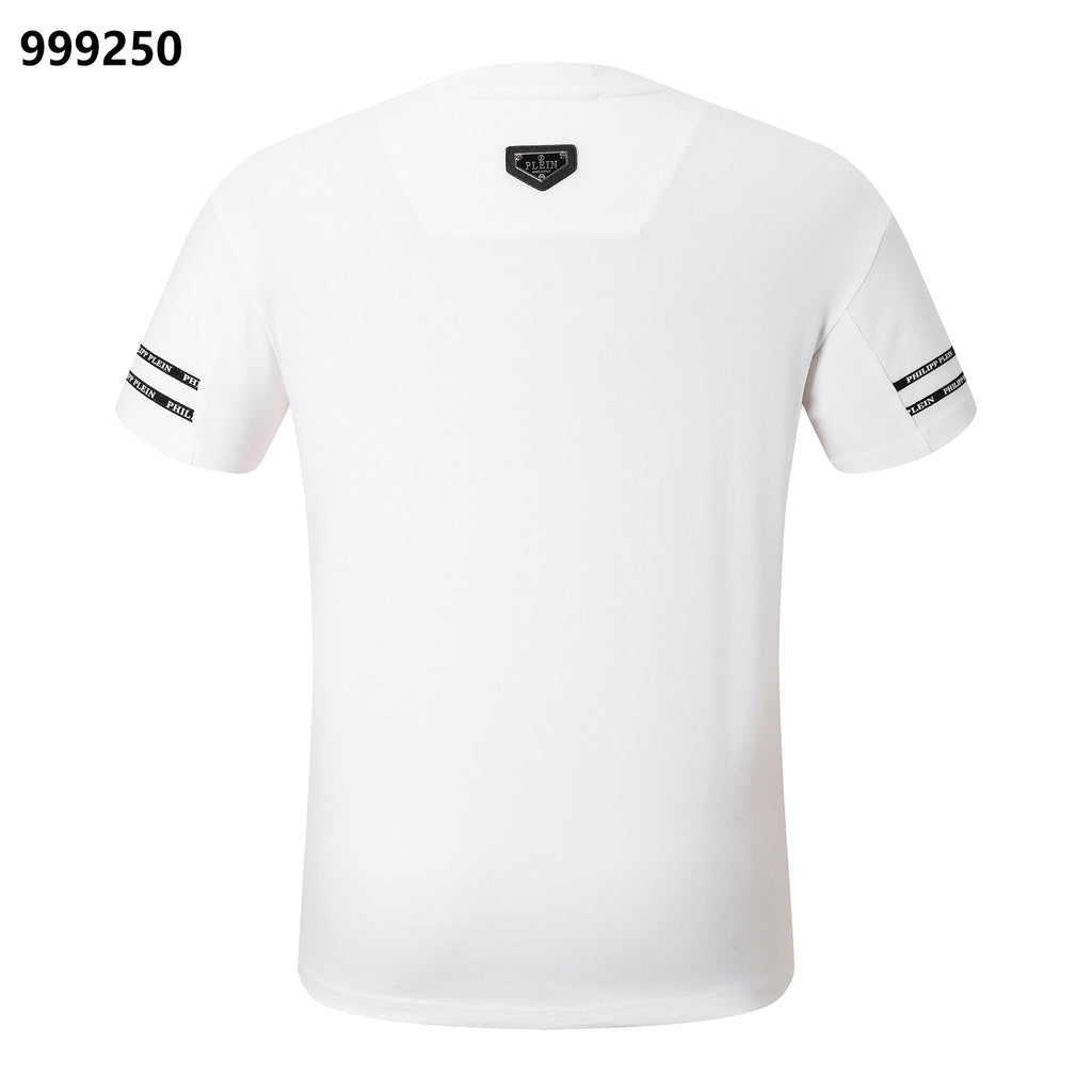 PHILIPP PLEIN Gold-Letter Tennis Crew Neck T-Shirt