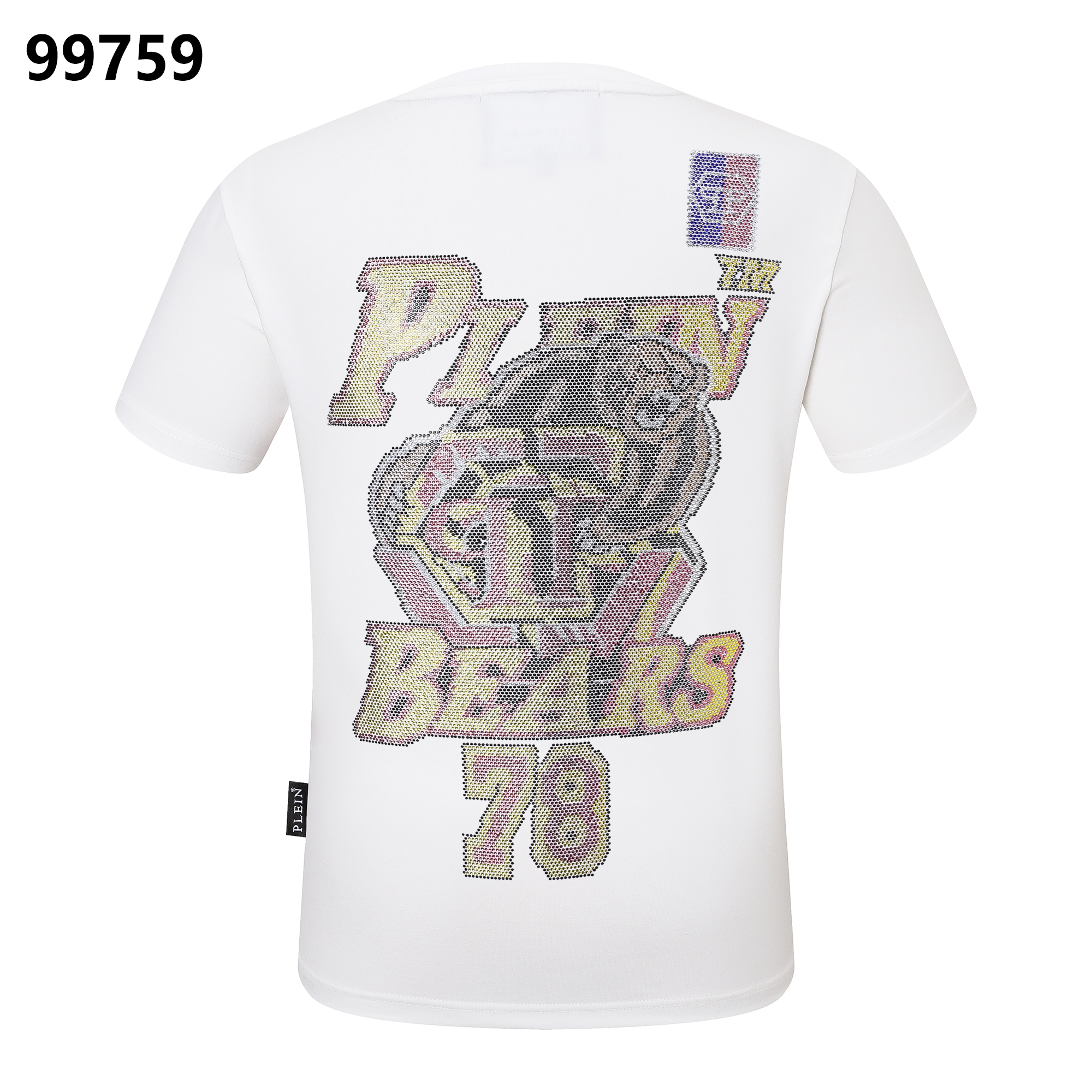 PHILIPP PLEIN Letter Grizzly Rhinestone Crew Neck T-Shirt