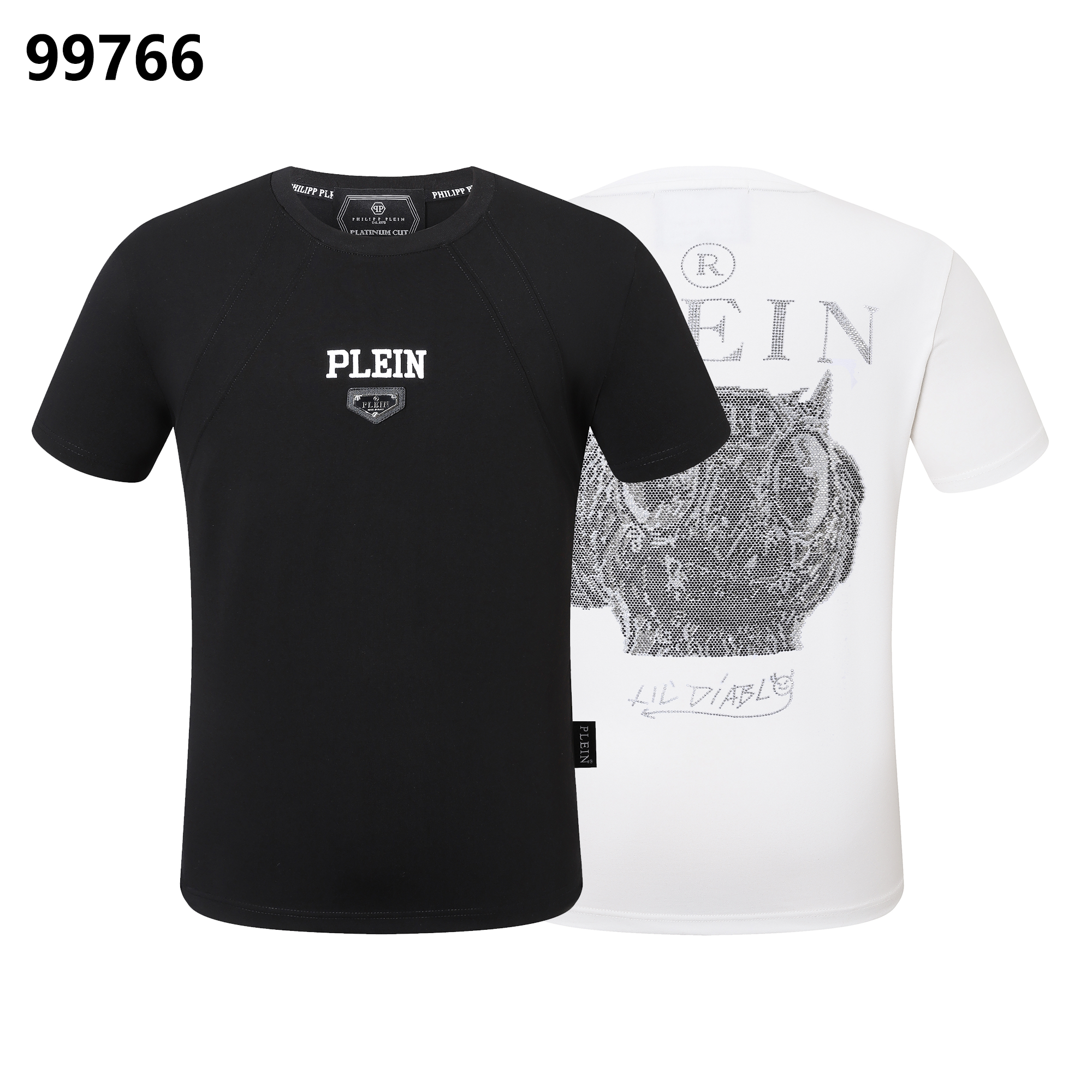 PHILIPP PLEIN Round-Neck T-Shirt with Demon Skull Design