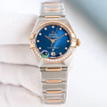 Omega Constellation 29mm Steel Rose Gold Diamond Benzel Blue Dial