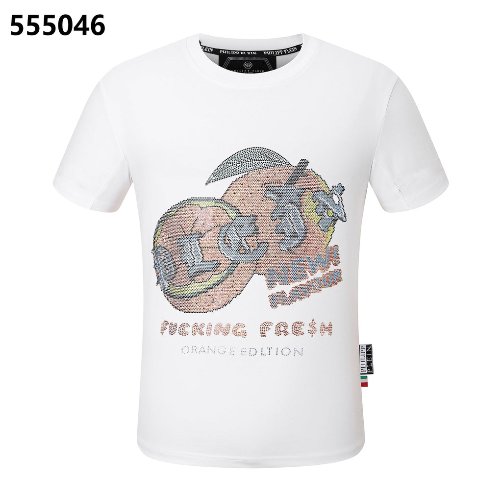 PHILIPP PLEIN Round-Neck T-Shirt with Orange Print