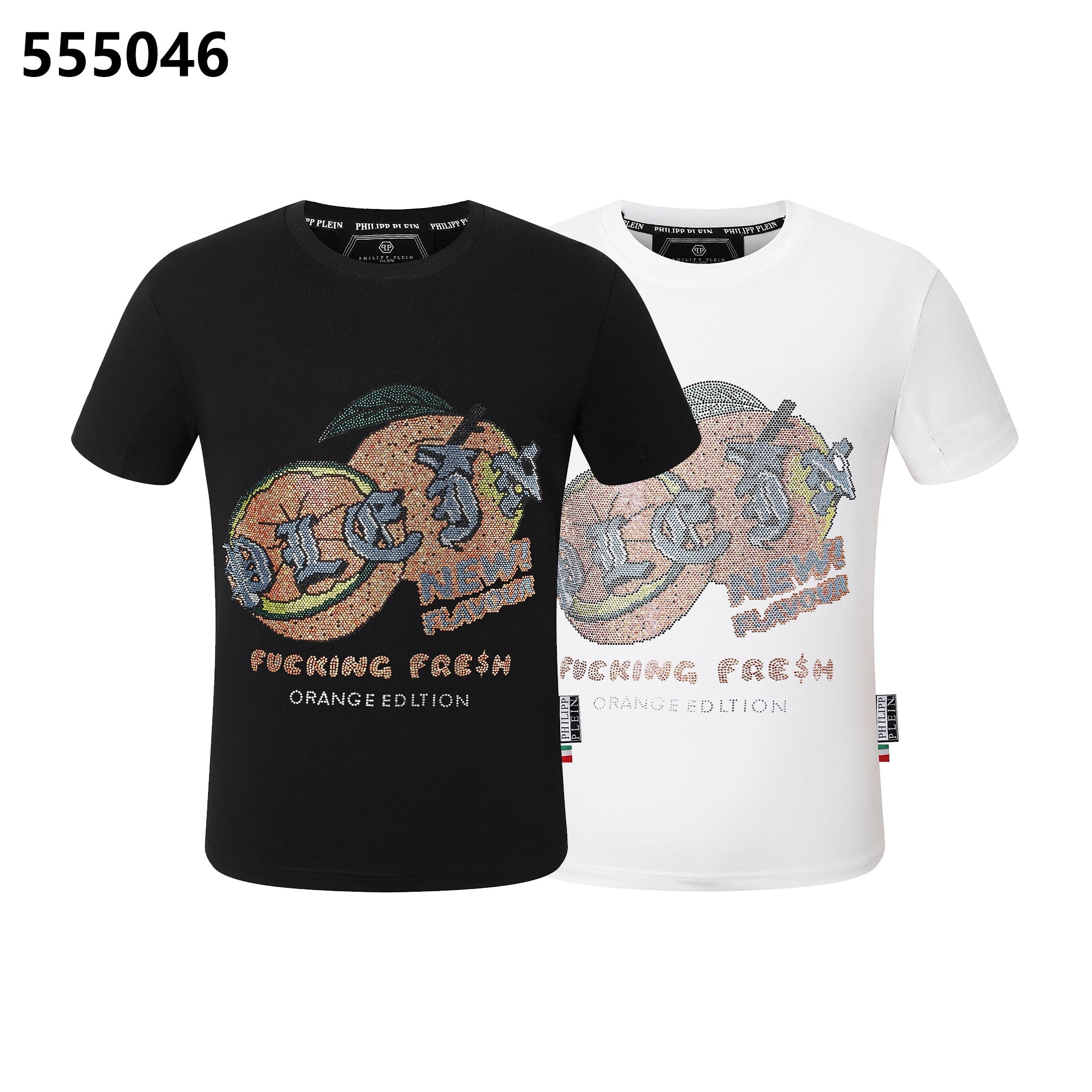 PHILIPP PLEIN Round-Neck T-Shirt with Orange Print