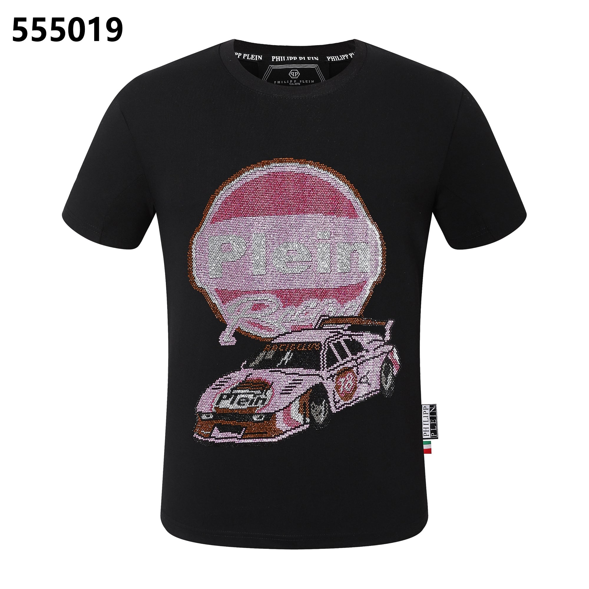 PHILIPP PLEIN Pink Race Car Print Crew Neck T-Shirt