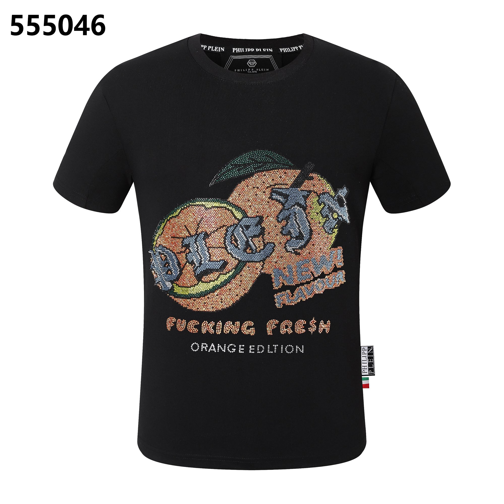 PHILIPP PLEIN Round-Neck T-Shirt with Orange Print