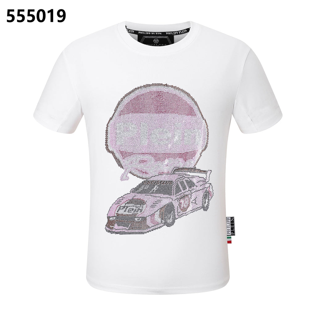 PHILIPP PLEIN Pink Race Car Print Crew Neck T-Shirt