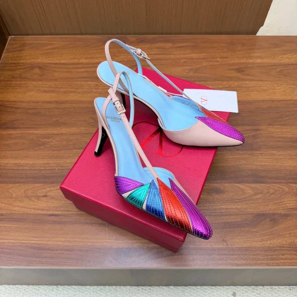 Valentino 2026 Foliefoliage Slingback Pumps Grainet Calfskin 871049