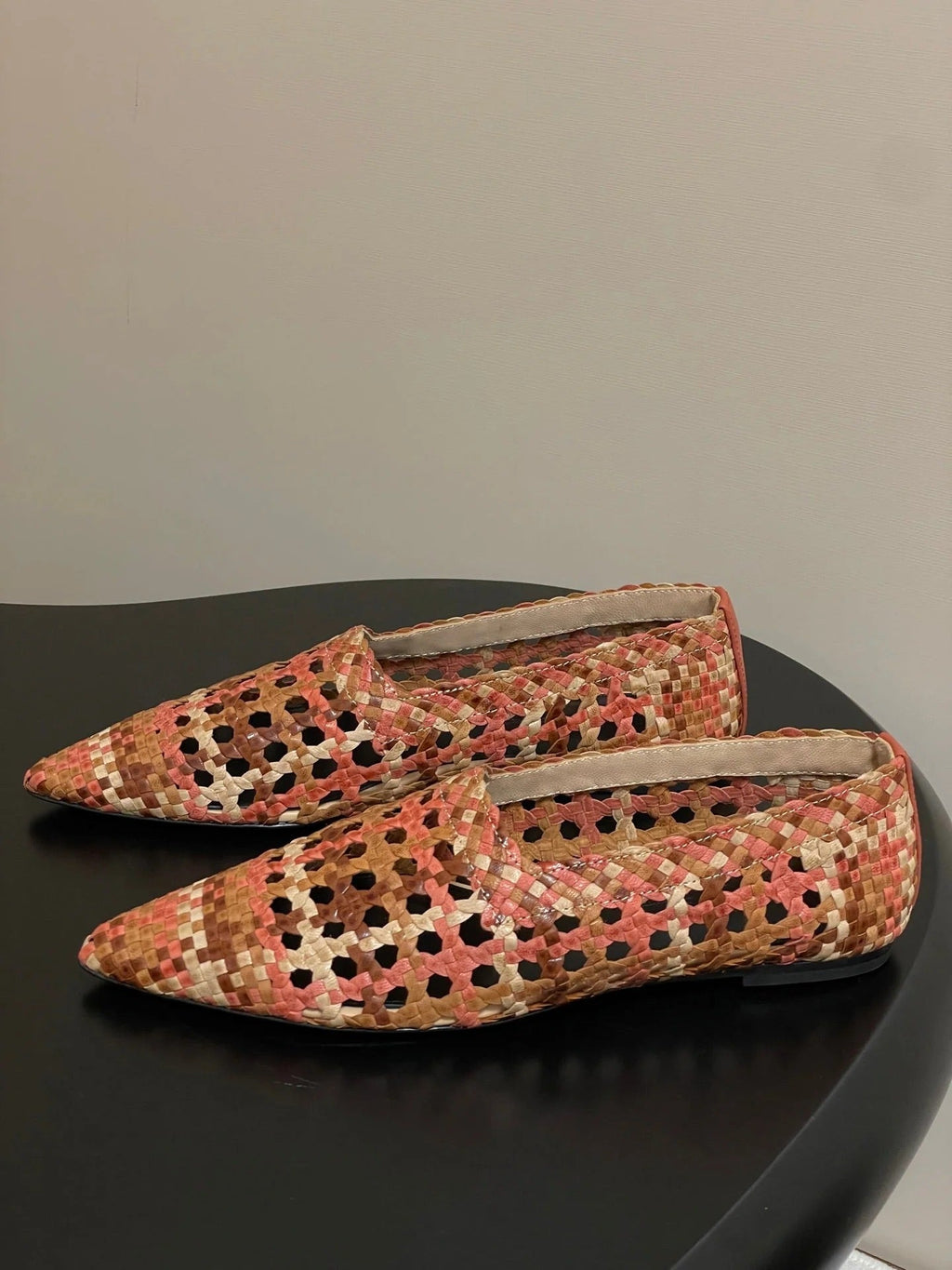 LP POINTED-TOE BALLET FLATS 25S IN ORANGE LAMBSKIN