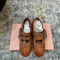 Miumiu 26ss Mary Janes Ballet Flat Camel Cowhide 709813