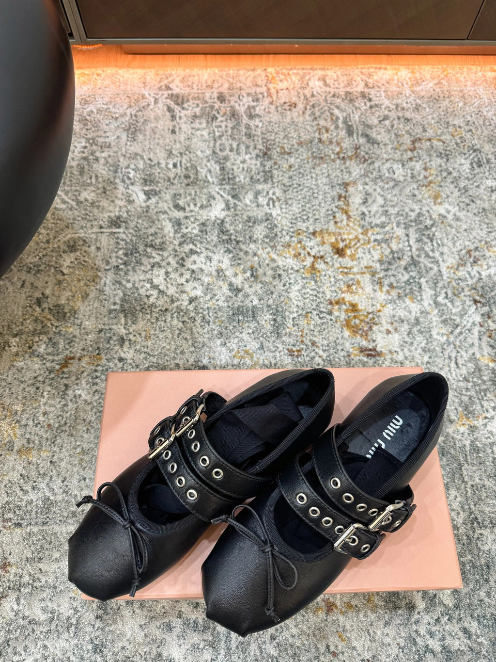 Miumiu 26ss Mary Janes Ballet Flat Black Cowhide 709812