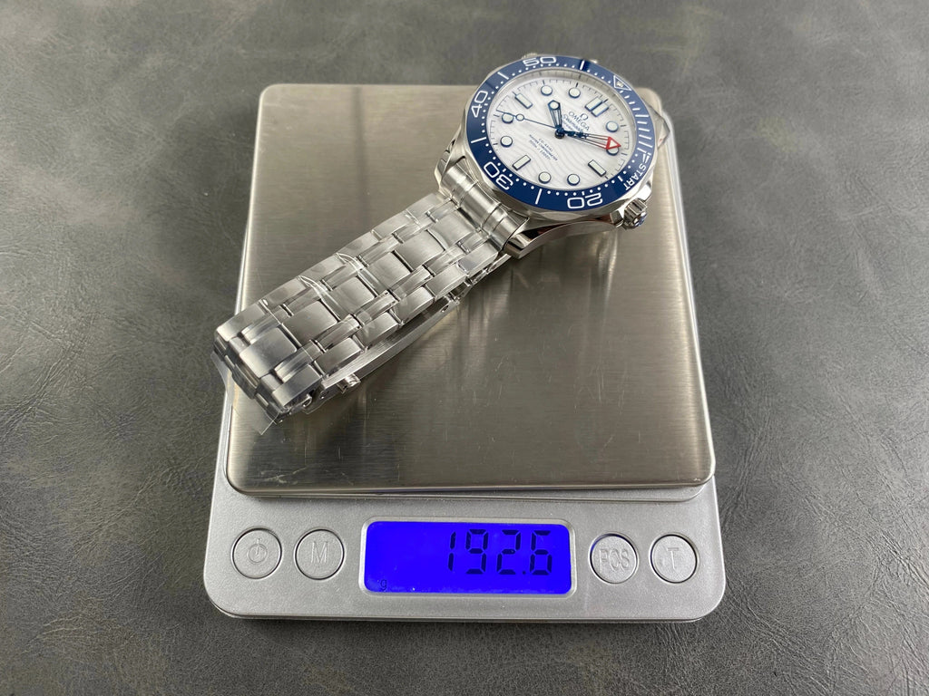 Omega Seamaster 42mm White Dial Blue Bezel Steel