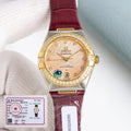 Omega Constellation 29mm Diamond Bezel Diamond Numerals Crocodile Leather