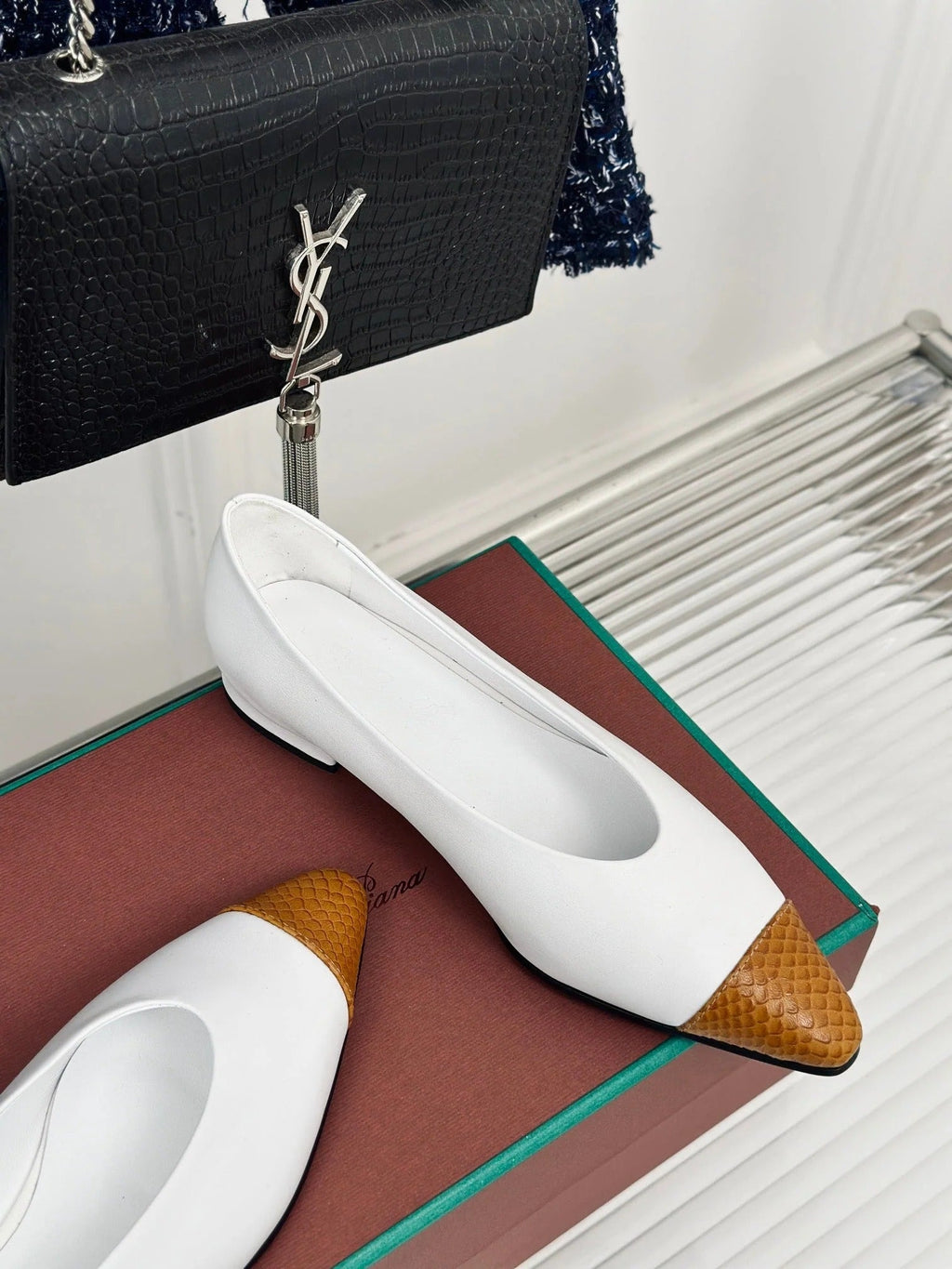 LP REBECCA BALLET FLATS WHITE WAXED LEATHER