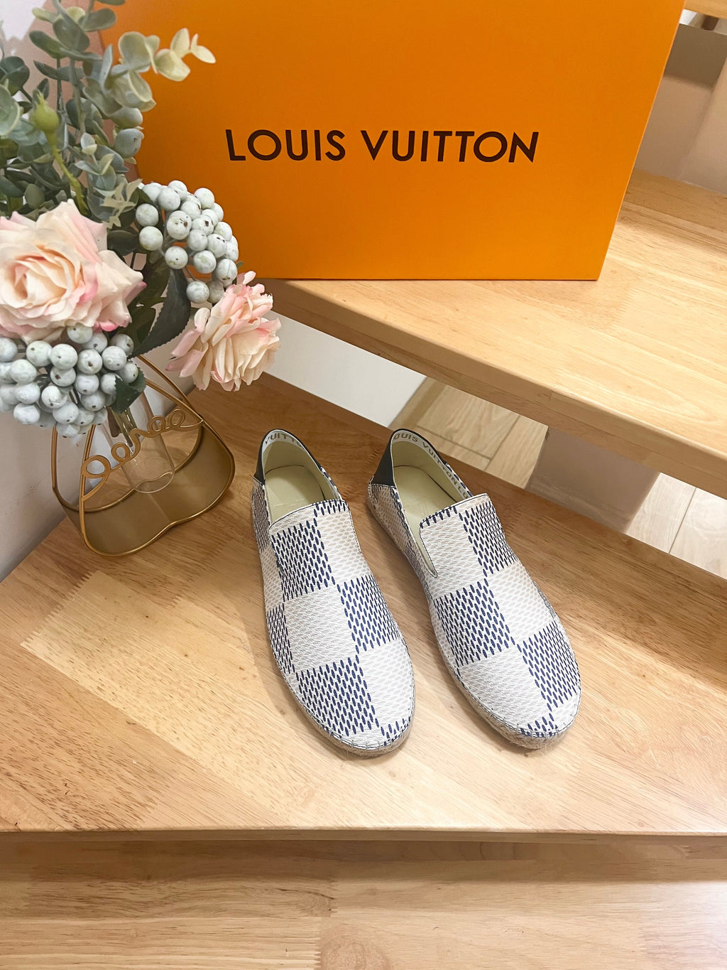Bidart Espadrilles in Blue Damier jacquard fabric 240630