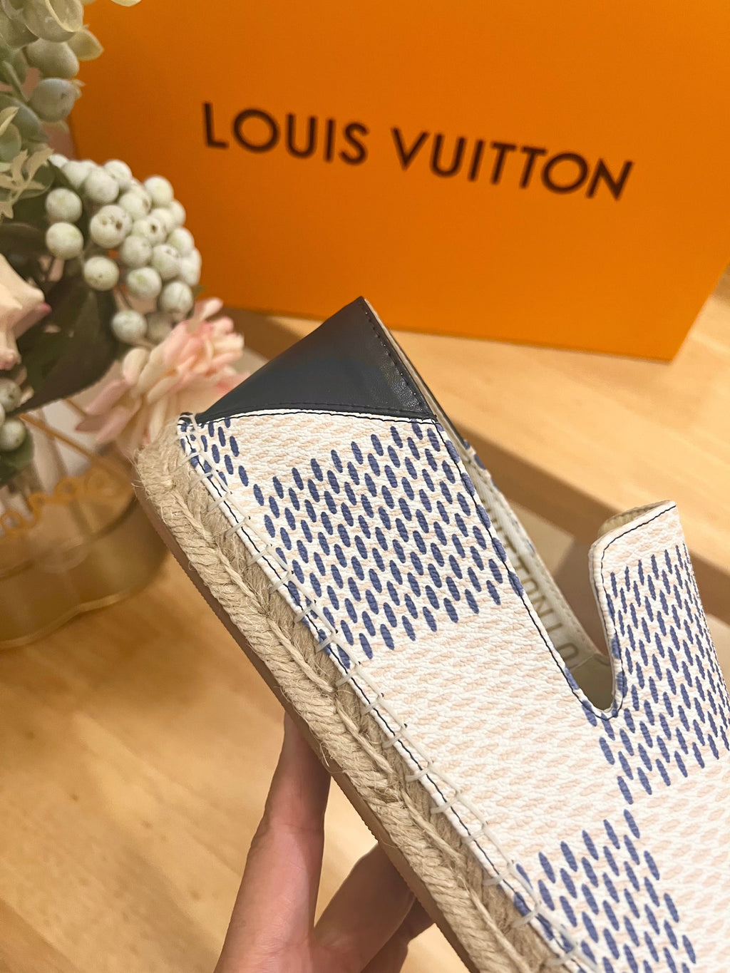 Bidart Espadrilles in Blue Damier jacquard fabric 240630