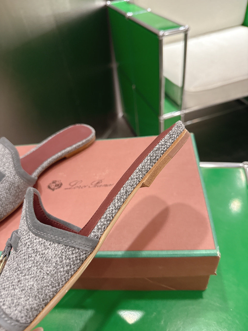 LP Summer Charm Slipper Grey Tweed Leather 632135