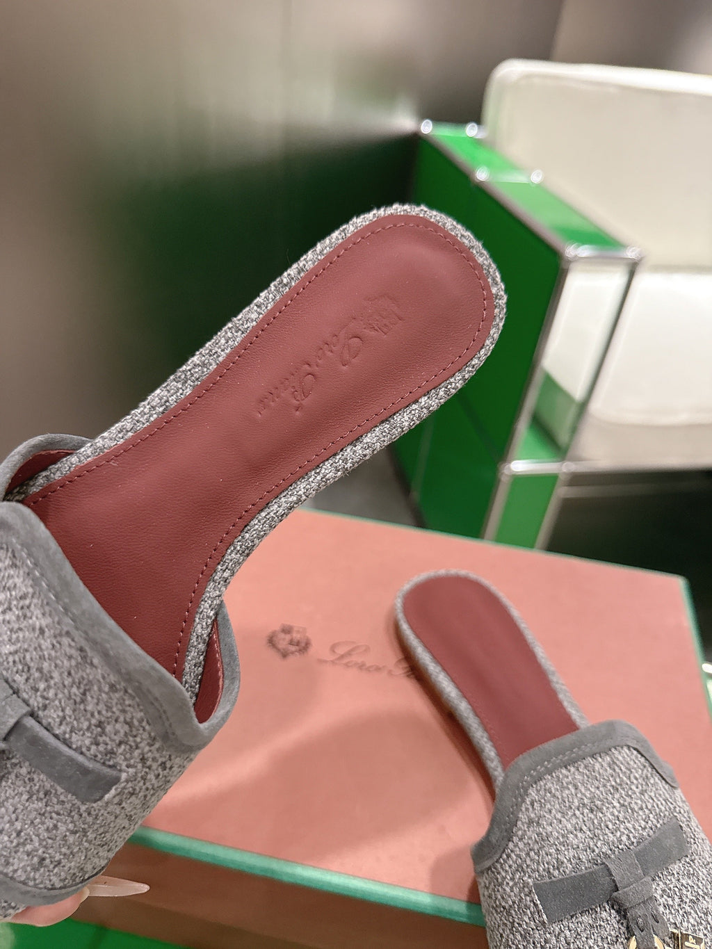 LP Summer Charm Slipper Grey Tweed Leather 632135