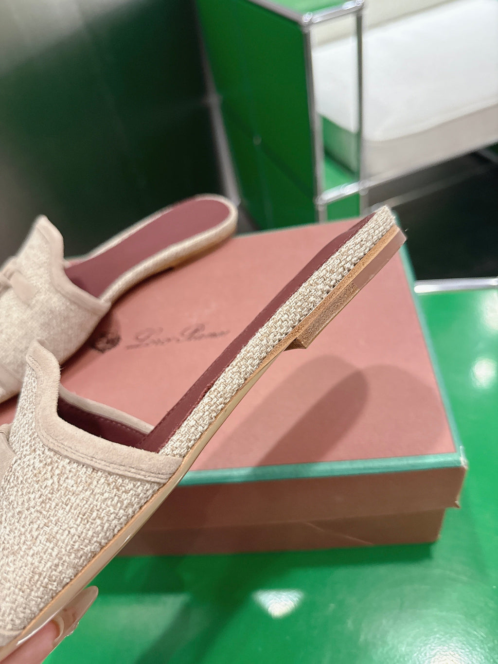 LP Summer Charm Slipper Beige Tweed Leather 632137