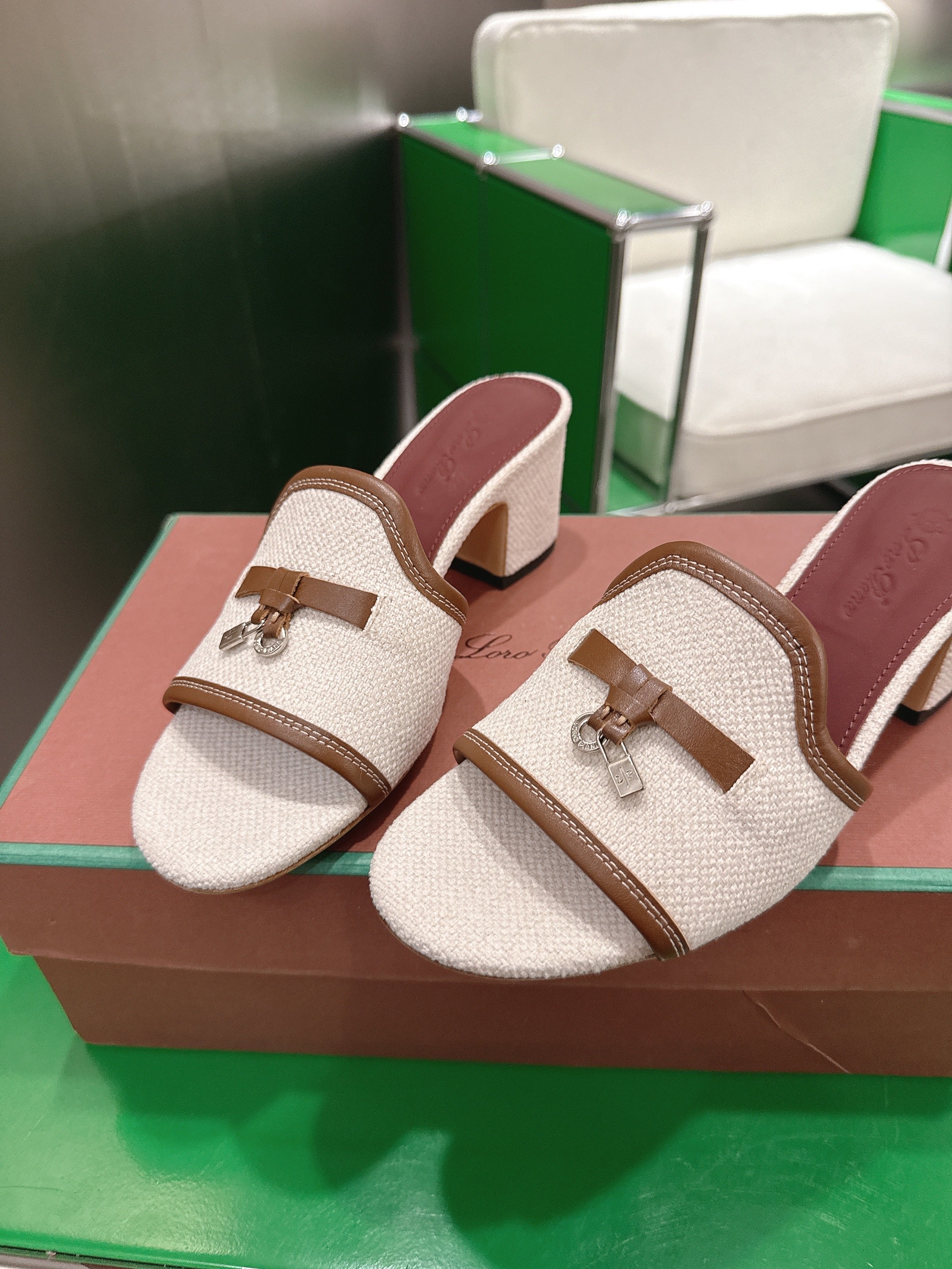 LP Summer Charm Mule 5.5cm Beige Sheep Fabric 632138
