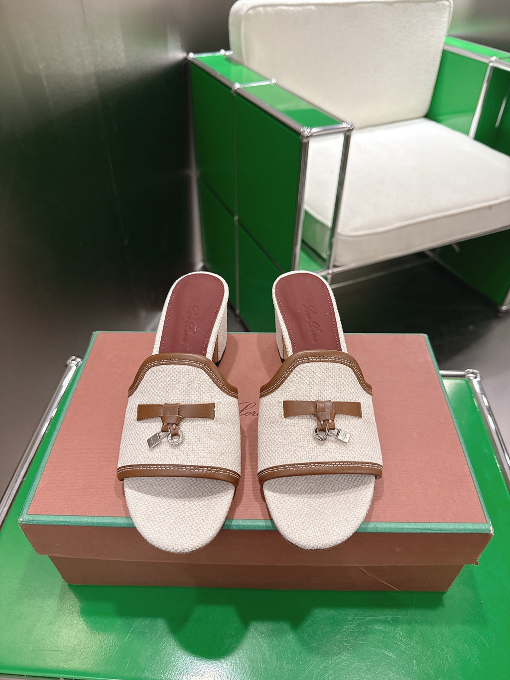 LP Summer Charm Mule 5.5cm Beige Sheep Fabric 632138