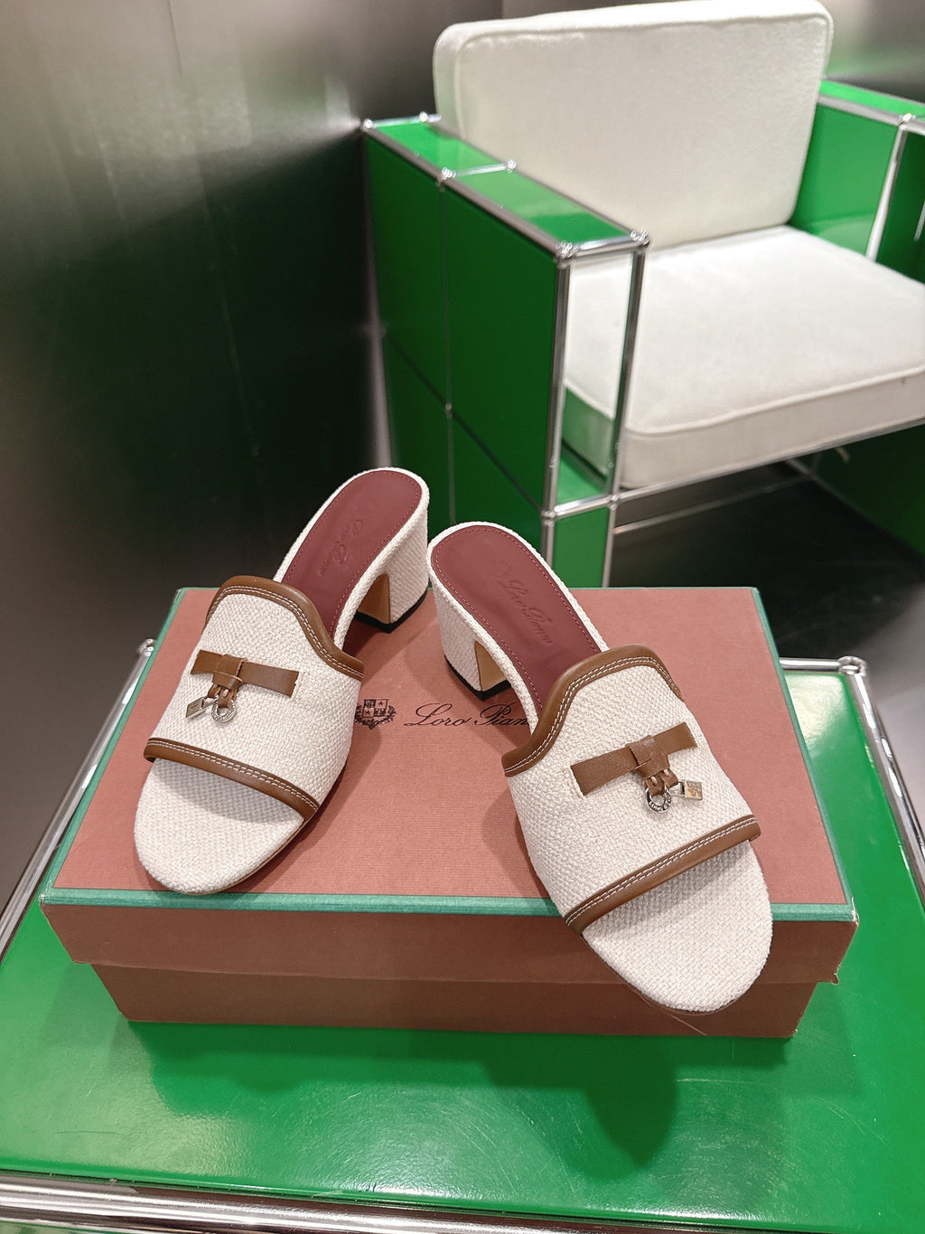 LP Summer Charm Mule 5.5cm Beige Sheep Fabric 632138