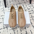 MM Tabi 6-Point Toe Lace-up Shoes Beige Calfskin 558422