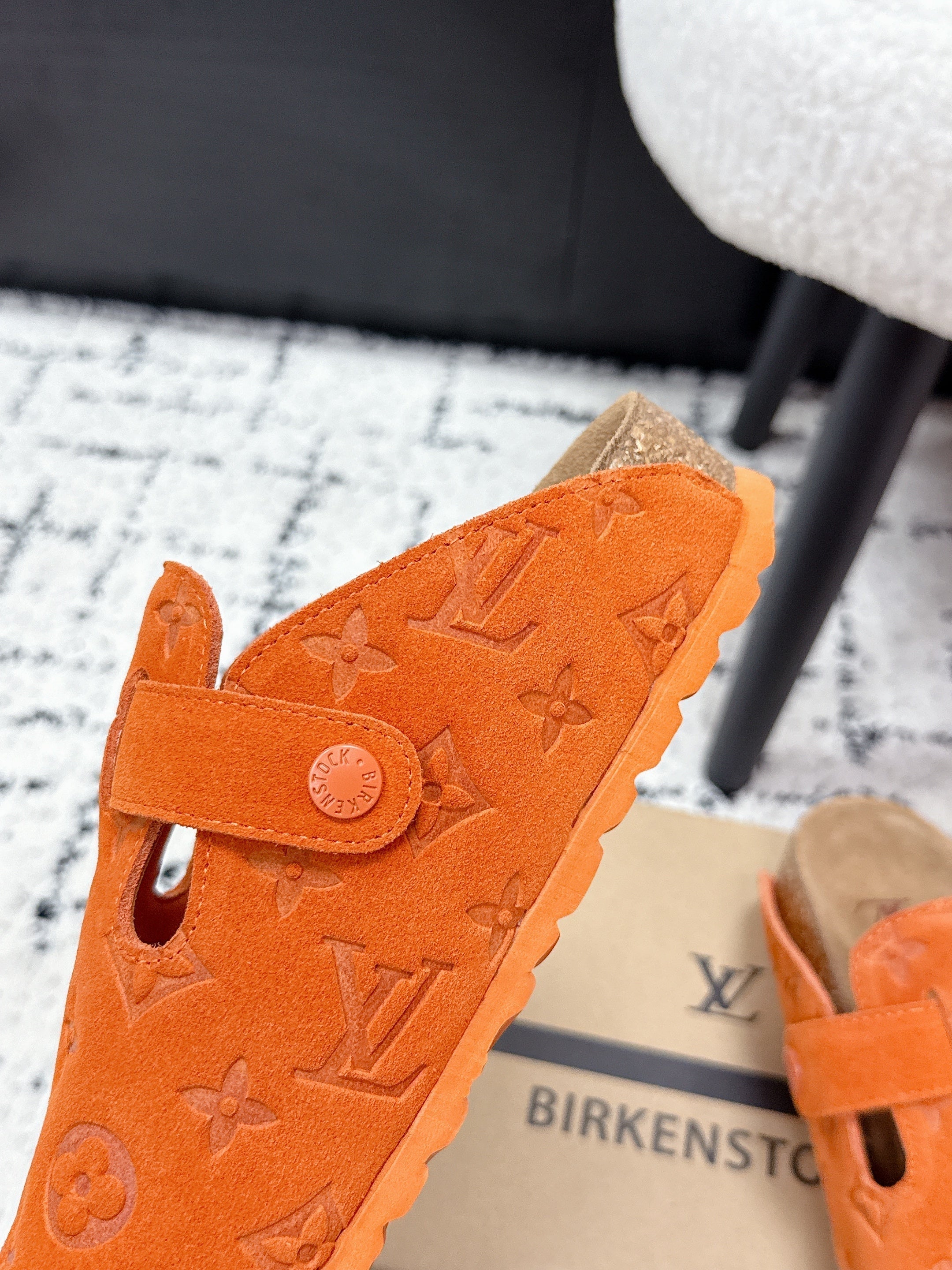 LV Cosy Comfort Mules Orange Brown Monogram Suede 616984