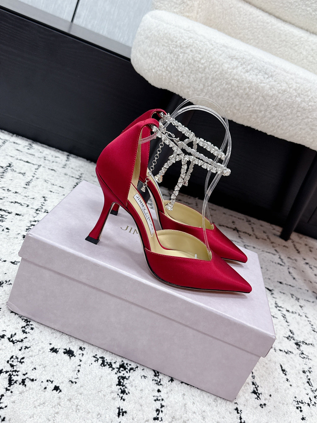 Jimmy 26 Stevie Pump 10cm Red Crystal Satin 679252
