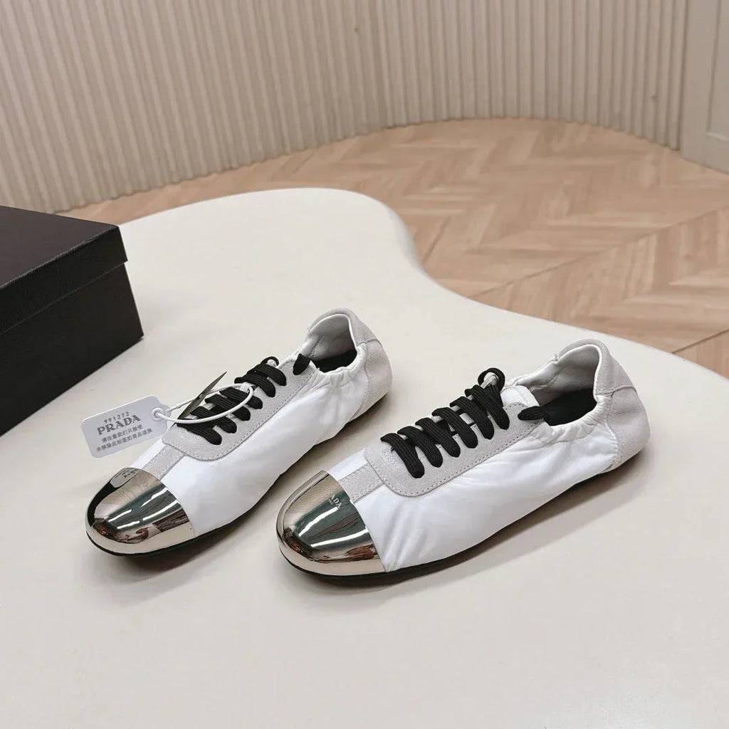 PRA 26S Mary Jane White Light Gray Sliver Canvas Suede 600627