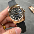 Rolex Sky-Dweller 42mm Rose Gold Case Grey Dial Rubber Strap