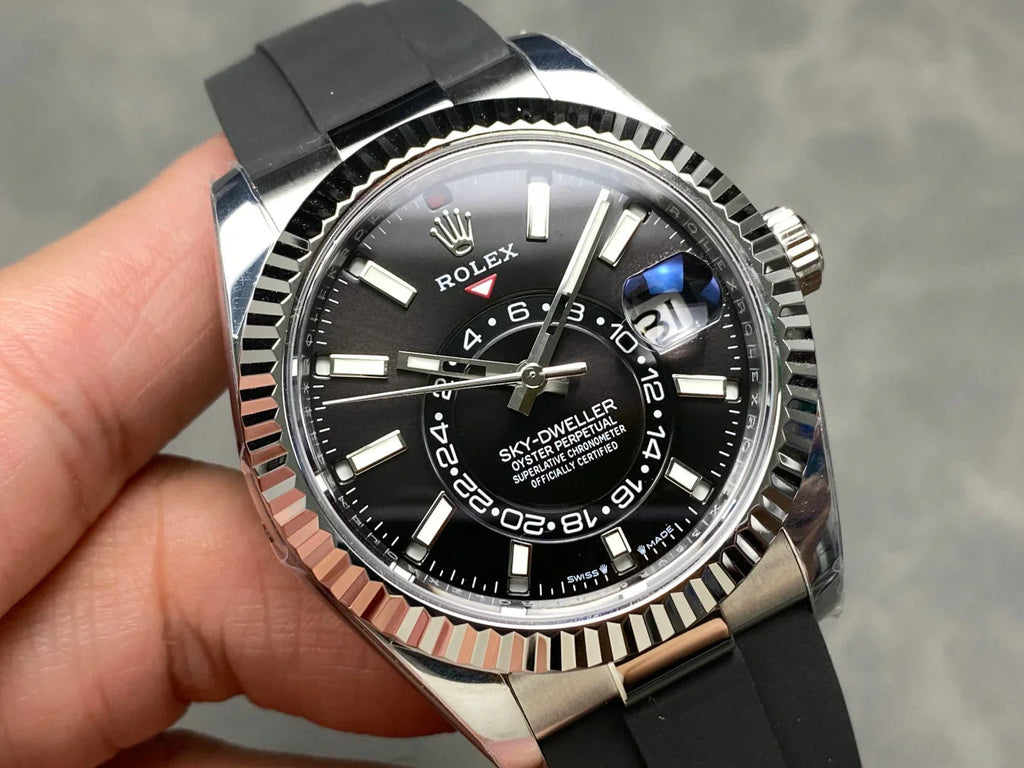 Rolex Sky-Dweller 42mm Stainless Steel Black Dial Rubber Strap