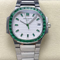 PATEK Nautilus 35.2mm Silver Green Diamond
