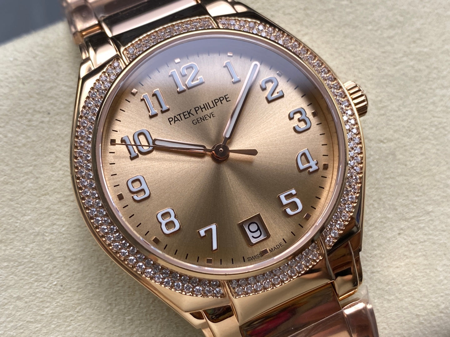 PATEK Twenty-Four 36mm Diamond Pink Gold Champagne Dial