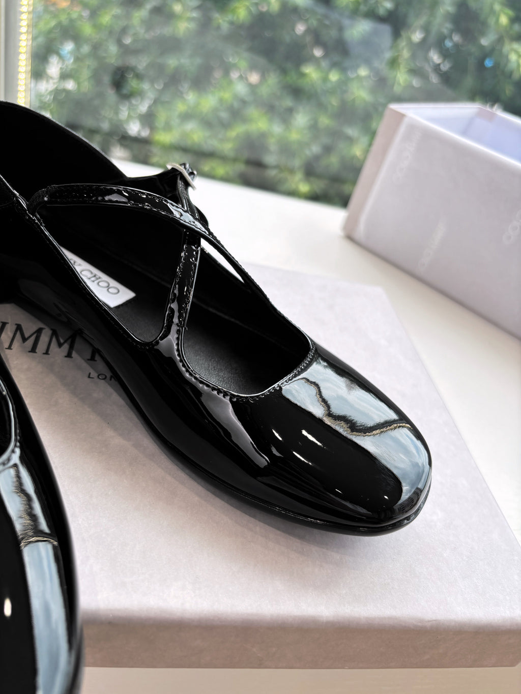 Jimmy Eleri Ballerina Shoes Black Patent Leather 430574