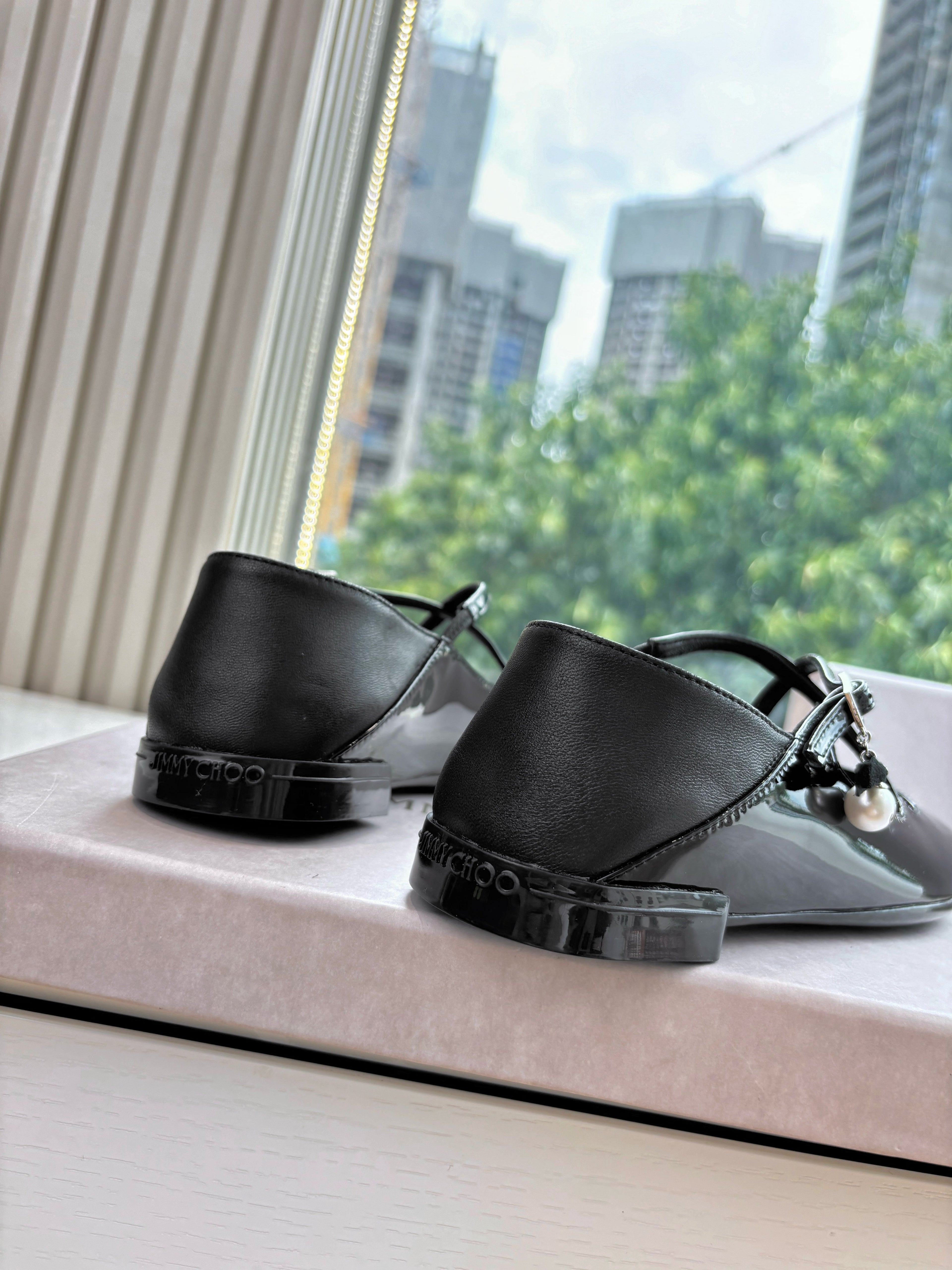 Jimmy Eleri Ballerina Shoes Black Patent Leather 430574
