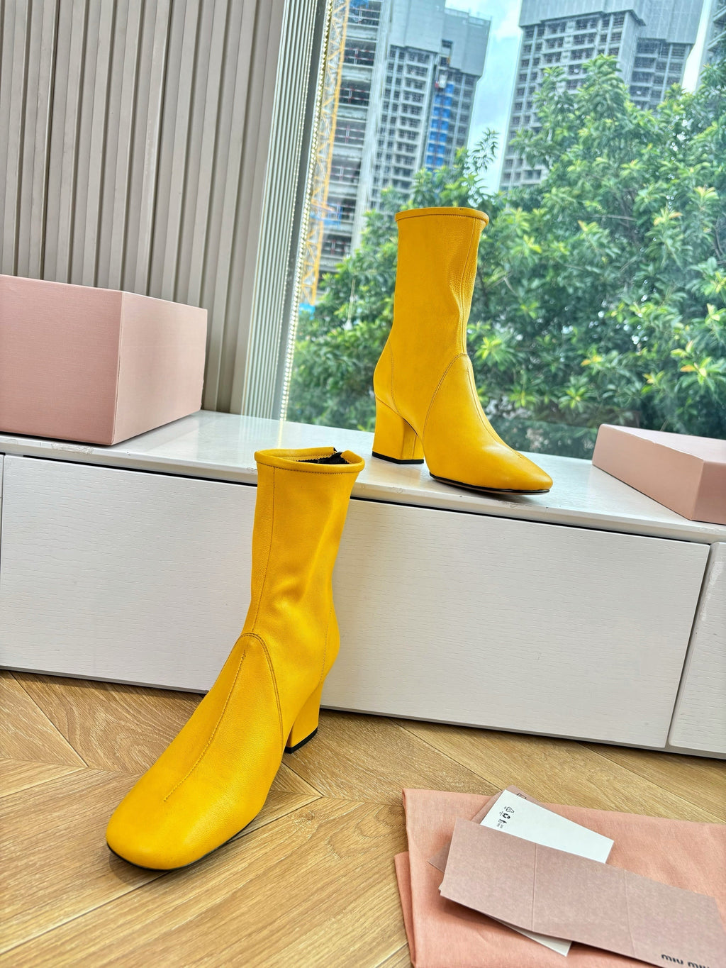 Miu Bootie Yellow  Nappa Leather 506641