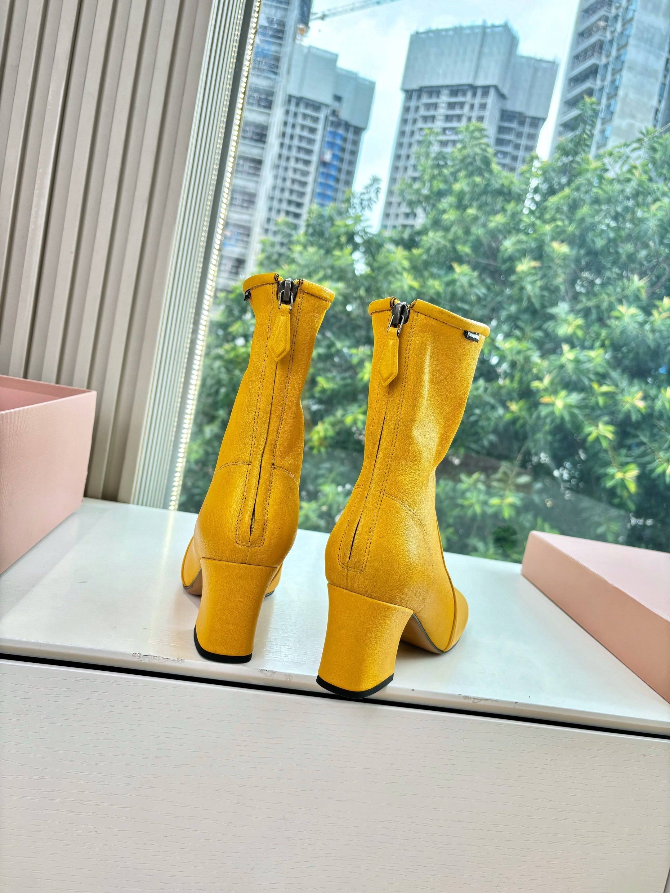 Miu Bootie Yellow  Nappa Leather 506641