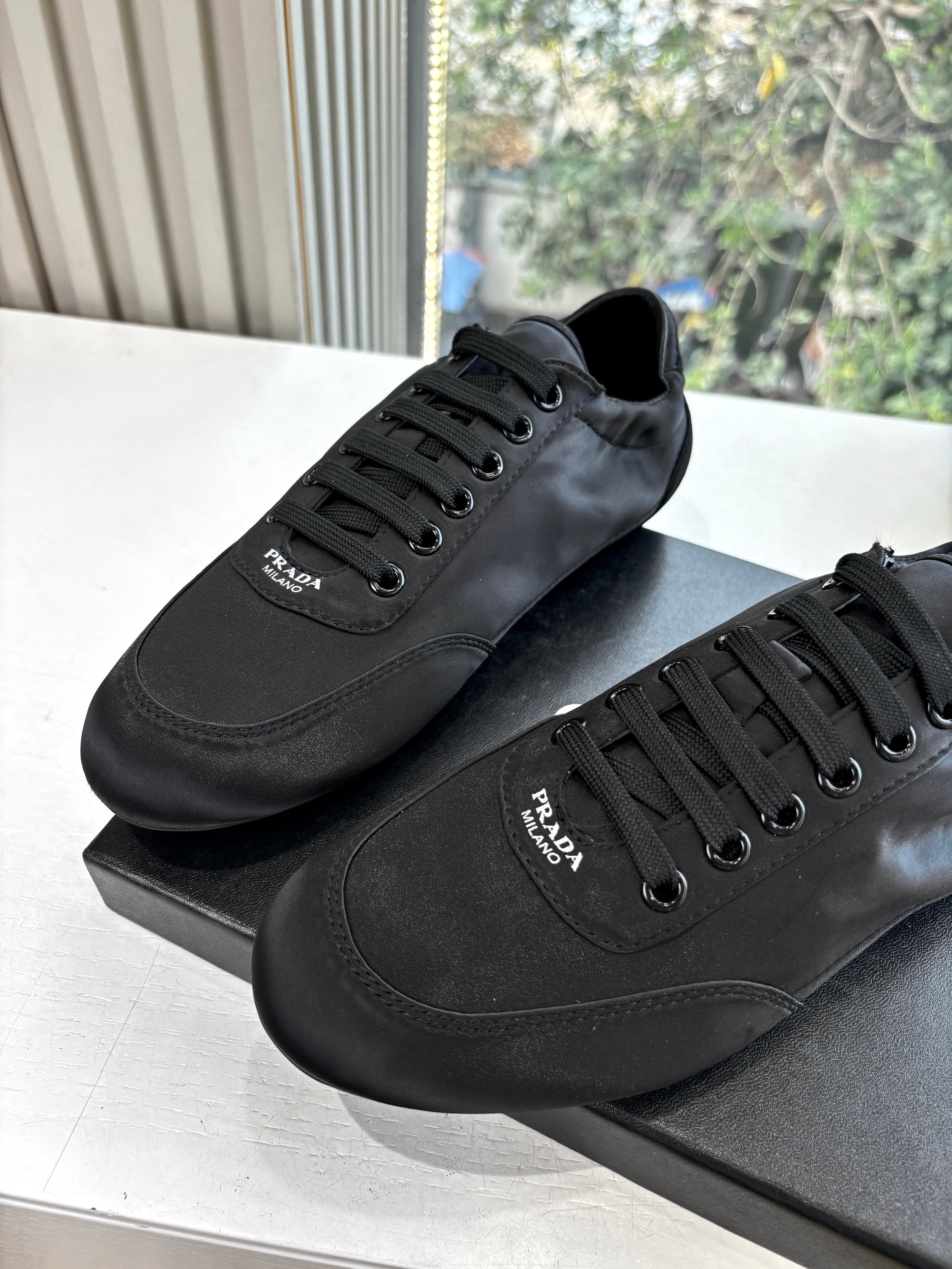 Prada 25s Sneaker In Black Silk