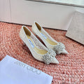 JC 26s Rhinestone Auria Pumps 8.5cm White Mesh 648208