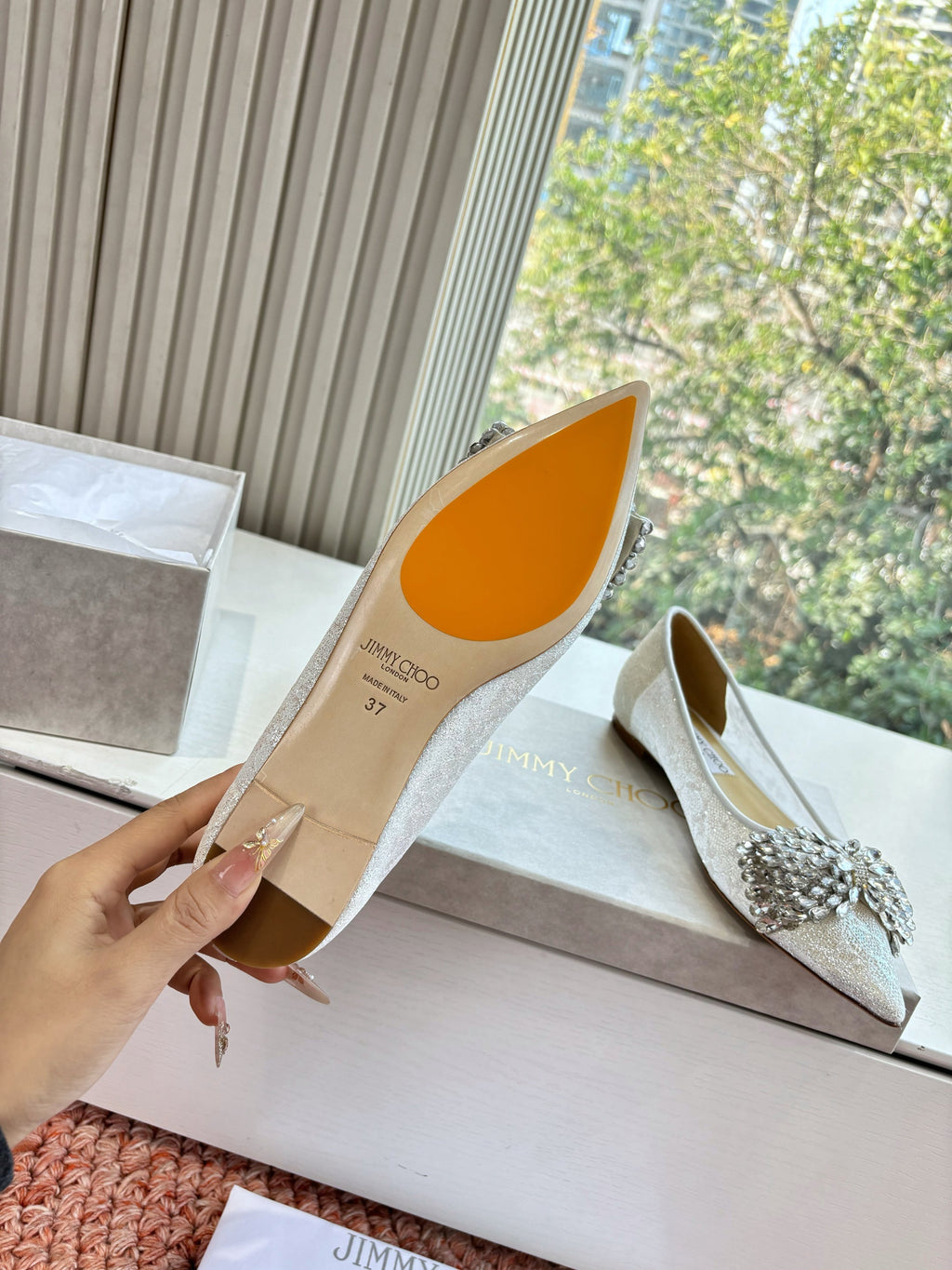 JC 26s Rhinestone Auria Ballet Flats White Mesh 648214