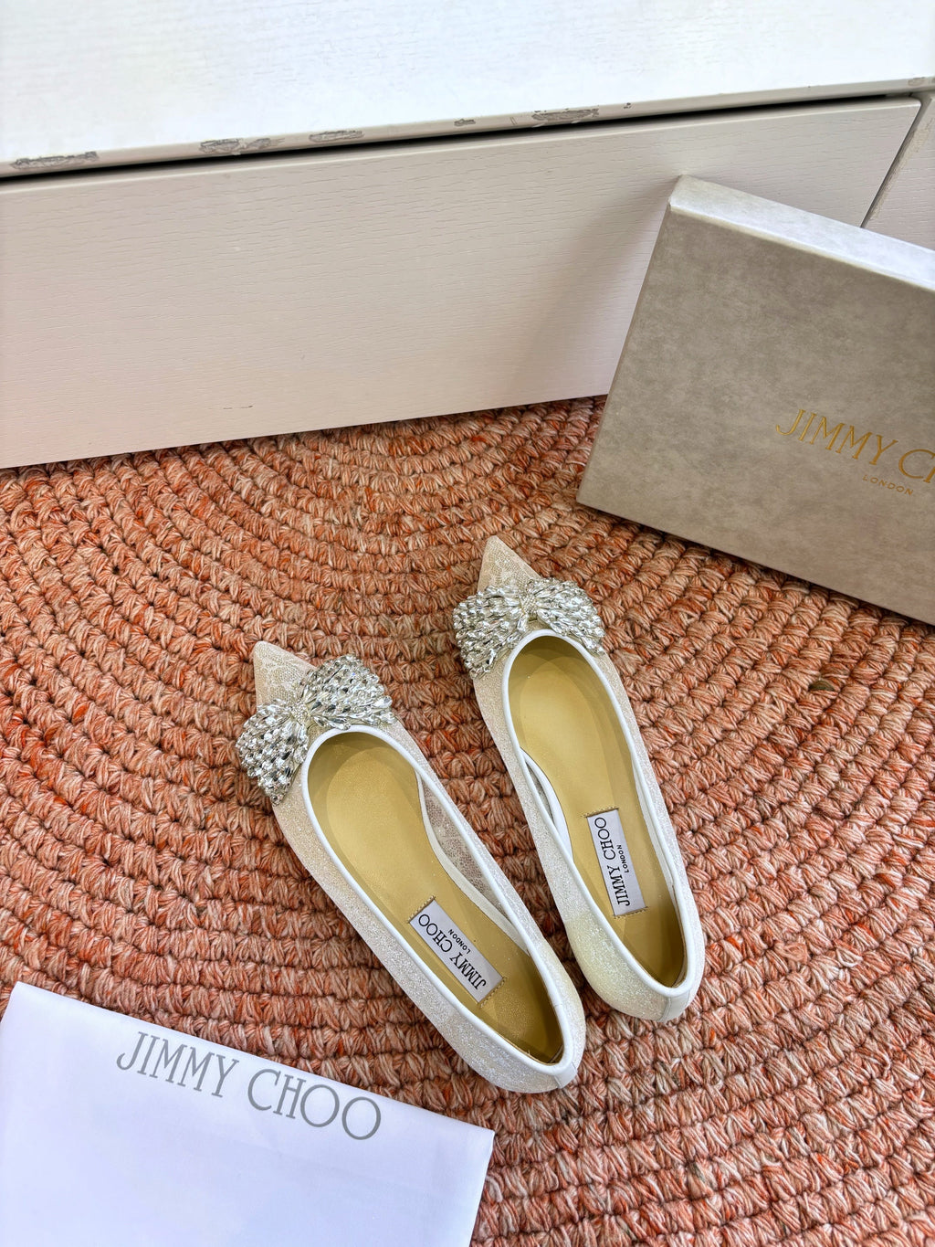 JC 26s Rhinestone Auria Ballet Flats White Mesh 648214