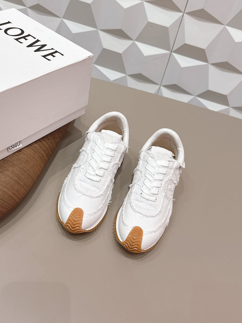 Loewe 26s Flow Runner Sneaker In White Denim