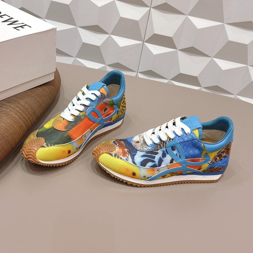 Loewe 26s Flow Runner Sneaker In Multicolor Fabric And Calfskin Style 3