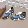 Loewe 26s Flow Runner Sneaker In Slate Blue Suede And Navy Blue Calfskin