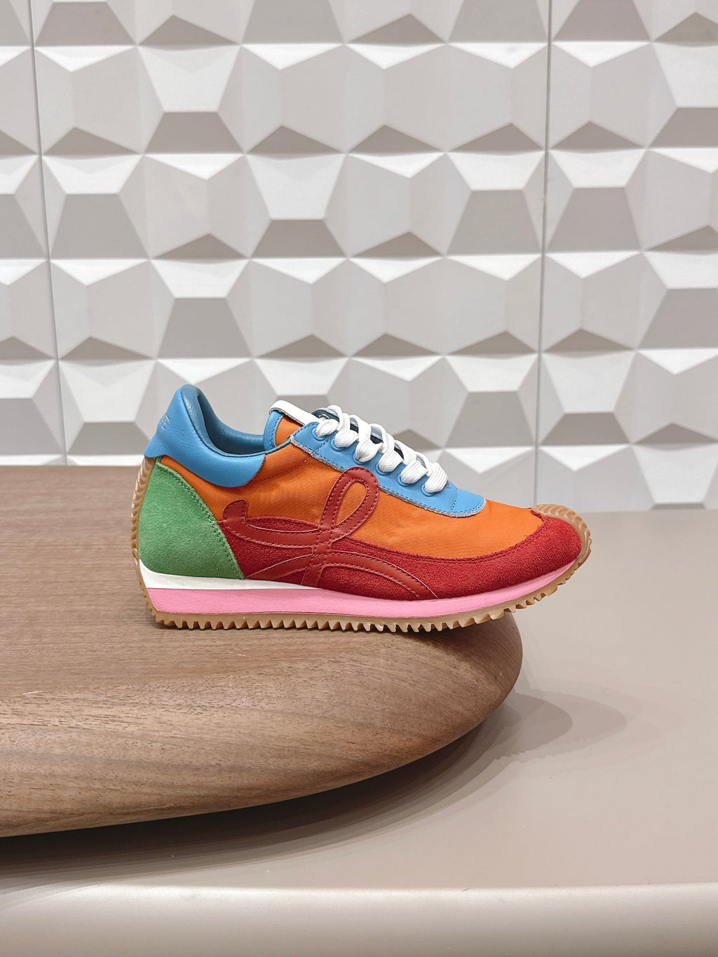 Loewe 26s Flow Runner Sneaker In Multicolor Suede And Calfskin