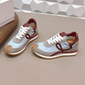 Loewe 26s Flow Runner Sneaker In Gray And Blue Suede And Dark Red Calfskin